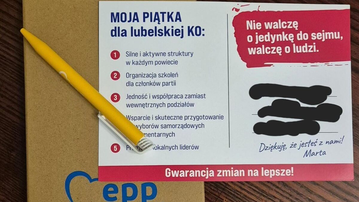 Materiały promocyjne przed wyborami do lubelskiej KO Marty Wcisło
