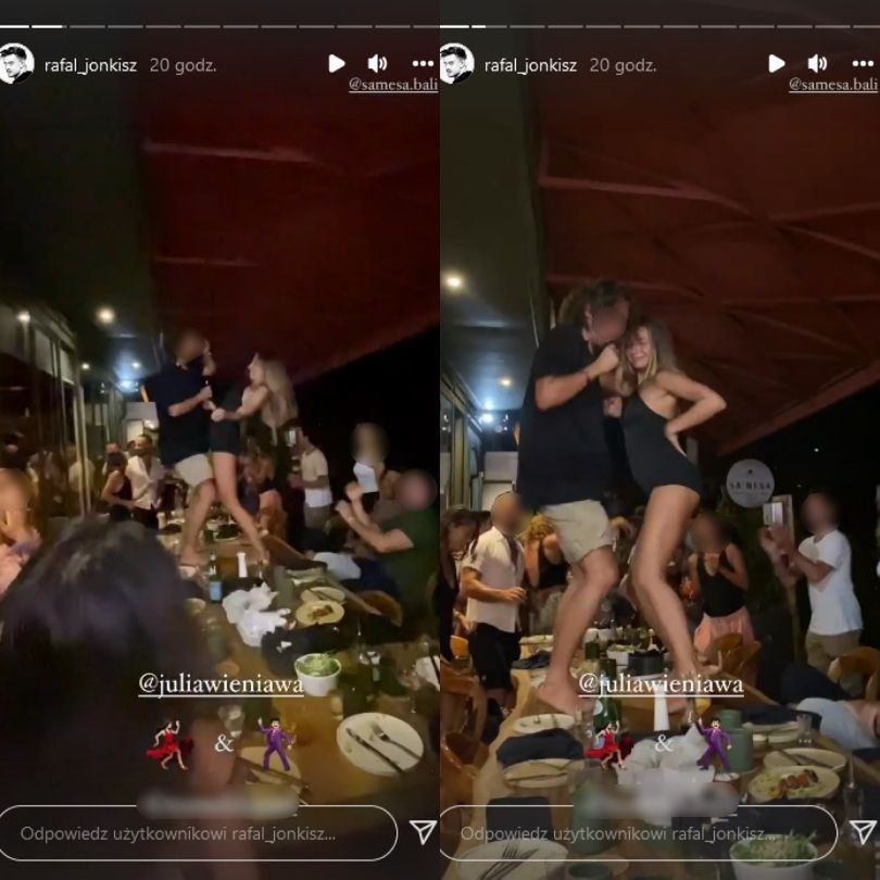 Julia Wieniawa tańczy na stole na Bali