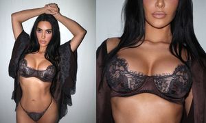Kim Kardashian wdzięczy się w seksi bieliźnie. Robi wrażenie? (ZDJĘCIA)