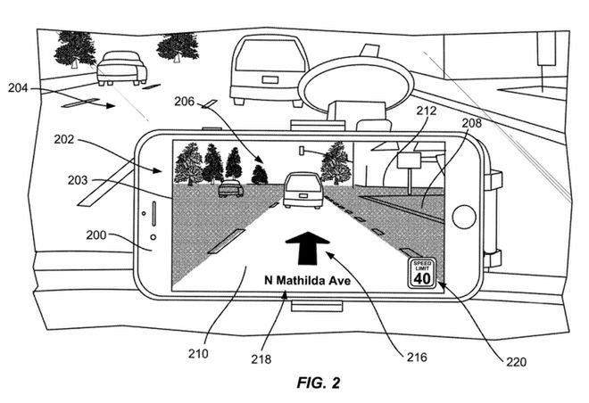 Nowa nawigacja Apple Maps, ilustracja z wniosku patentowego