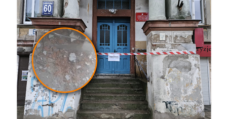 O włos od tragedii w Olsztynie. Z sufitu spadło prawie pół tony gruzu