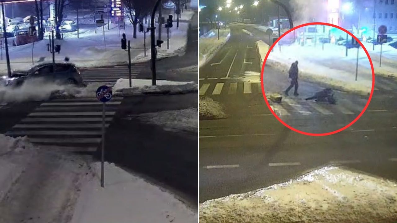 Wjechał w słup. Chciał uciec, ale go złapali. Jest nagranie z Olsztyna