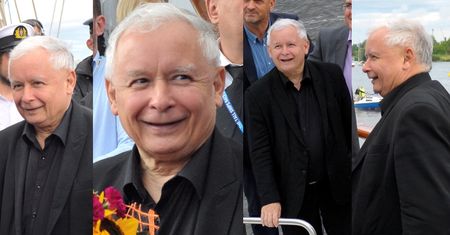 Szczęśliwy Jarosław Kaczyński w czerni zachwyca się statkami (ZDJĘCIA)