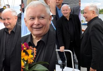 Szczęśliwy Jarosław Kaczyński w czerni zachwyca się statkami (ZDJĘCIA)