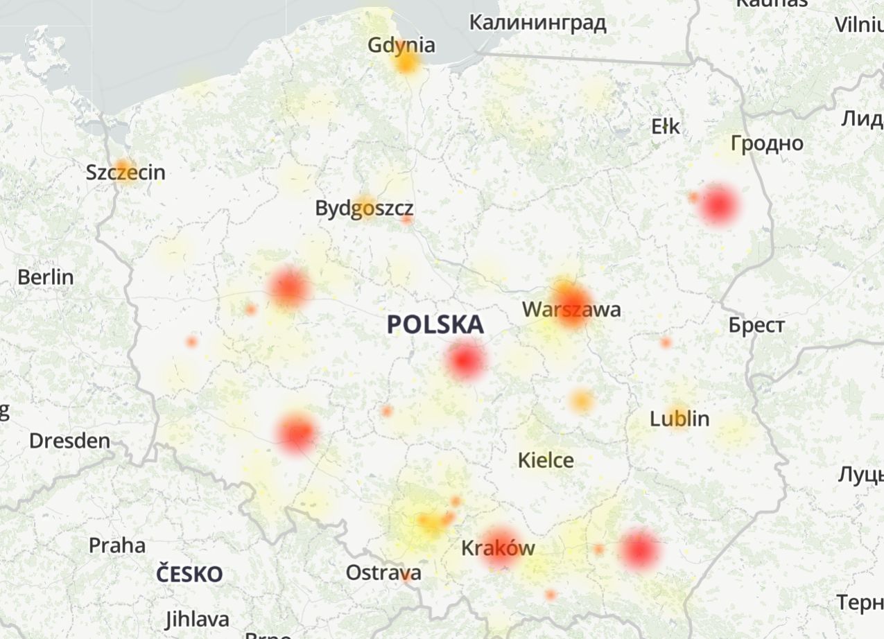 InPost walczy z awarią, źródło: downdetector