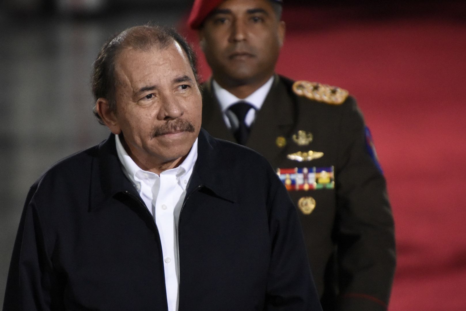 President Nicolas Maduro Inauguration Ceremony As Contested New Term Begins
Daniel Ortega, Nicaragua's president, arrives for the inauguration of Nicolas Maduro, Venezuela's president, not pictured, in Caracas, Venezuela, on Thursday, Jan. 10, 2019. In his next term, Maduro must manage to feed a hungry nation, kick-start production at state oil company Petroleos de Venezuela SA and fend off creditors threatening to snatch up assets abroad. Photographer: Carlos Becerra/Bloomberg via Getty Images
Bloomberg
Politics, Americas, Business Finance and Industry, Government, Election, Caracas