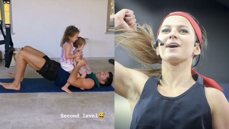 Robert Lewandowski trenuje z córkami o poranku