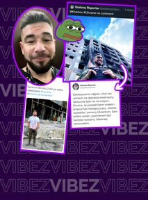 Szalony Reporter lansuje się na wojnie? Zdjęcie na tle zgliszcz to gruba przesada