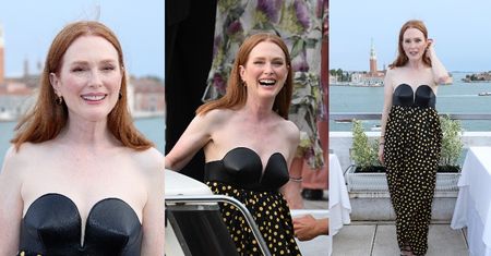 Wiecznie młoda Julianne Moore odsłania blade ramiona w efektownej kreacji na festiwalu w Wenecji (ZDJĘCIA)