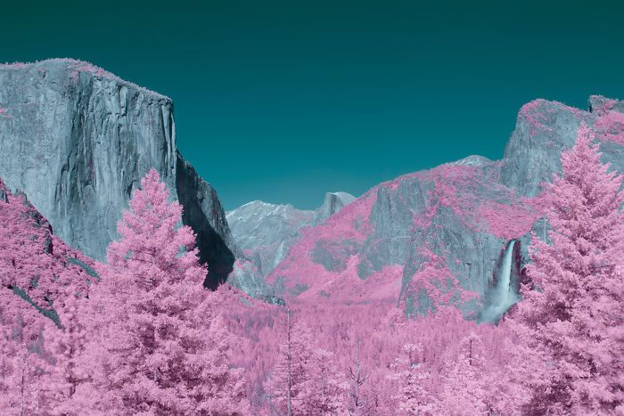 Park narodowy Yosemite wygląda w podczerwieni jak cukierkowa kraina bajek 11