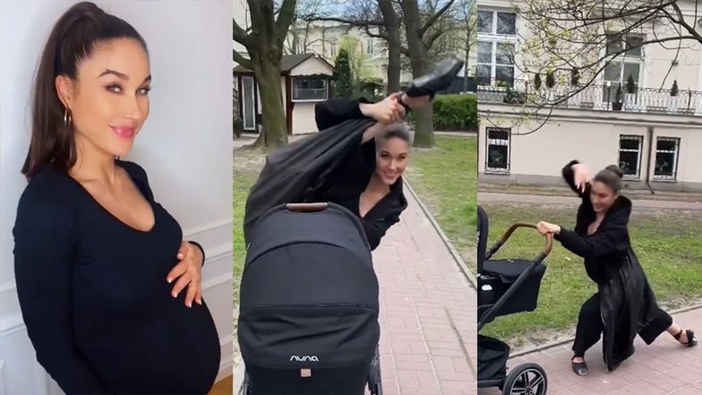 Ciężarna Ida Nowakowska reklamuje wózek