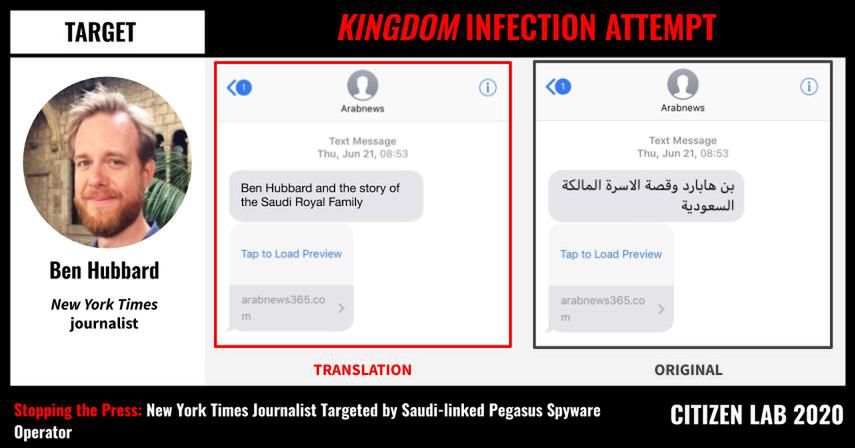 Ben Hubbard, którego próbowano zainfekować Pegasusem, fot. Citizen Lab