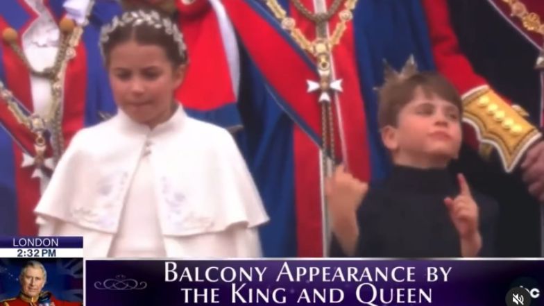Książę Louis dokazuje na balkonie Pałacu Buckingham