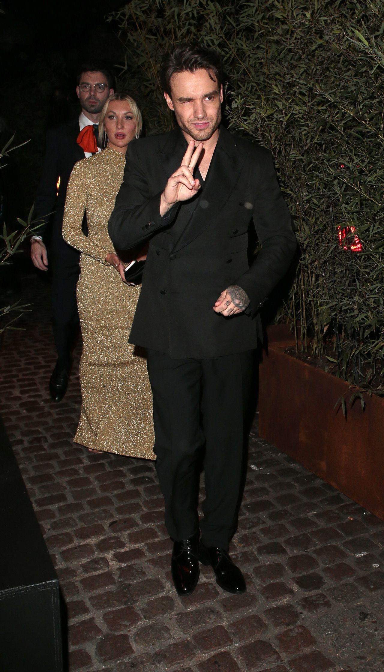 LONDON, ENGLAND - FEBRUARY 19:  Kate Cassidy and Liam Payne seen attending Netflix's annual BAFTA Awards afterparty at Chiltern Firehouse on February 19, 2023 in London, England. (Photo by Neil Mockford / Ricky Vigil M/GC Images)