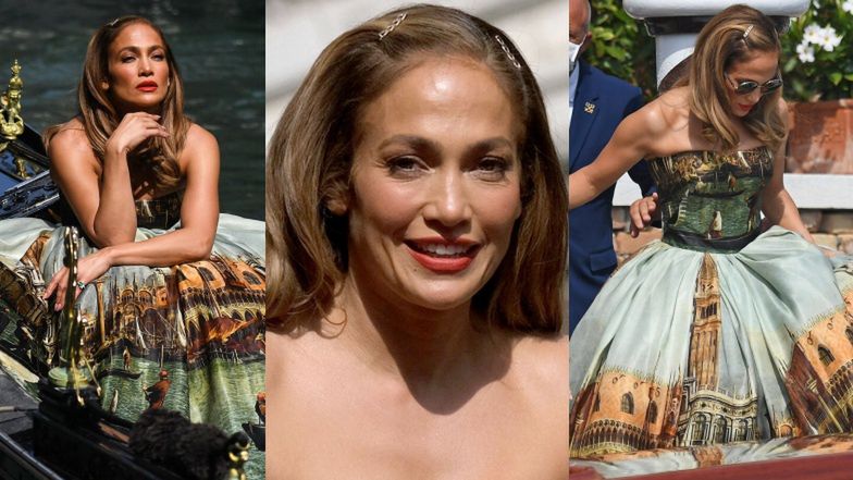 Jennifer Lopez pozuje w gondoli w sukni Dolce & Gabbana