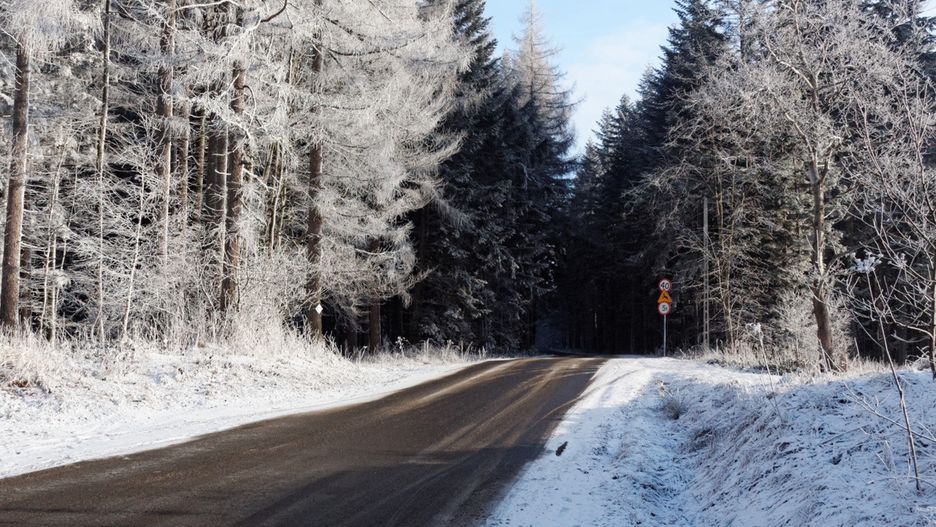 W zimowych warunkach nawet czarna droga może być niebezpieczna. Cienka warstwa lodu wystarczy, by doprowadzić do tragedii
