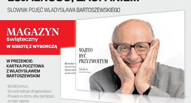 Pocztówka z wizerunkiem Władysława Bartoszewskiego dodatkiem do „Gazety Wyborczej”