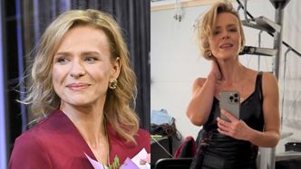 Aneta Zając w czarnej mini nadaje zza kulis spektaklu. Petarda? (FOTO)