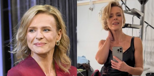 Aneta Zając w czarnej mini nadaje zza kulis spektaklu. Petarda? (FOTO)