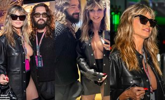 50-letnia Heidi Klum ŚWIECI BIUSTEM w rozpiętej koszuli, majtkach i kabaretkach na Grand Prix w Las Vegas (ZDJĘCIA)