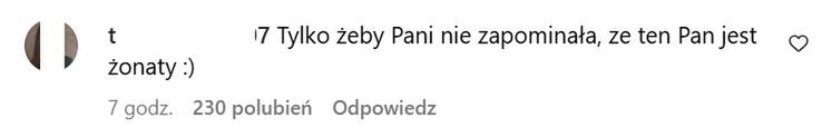 Komentarz internautki na Instagramie