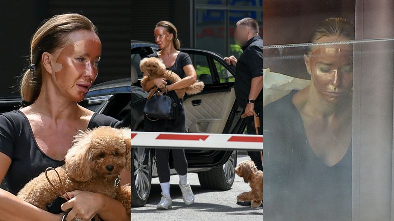 Joanna Przetakiewicz w złotej masce mknie do fryzjera