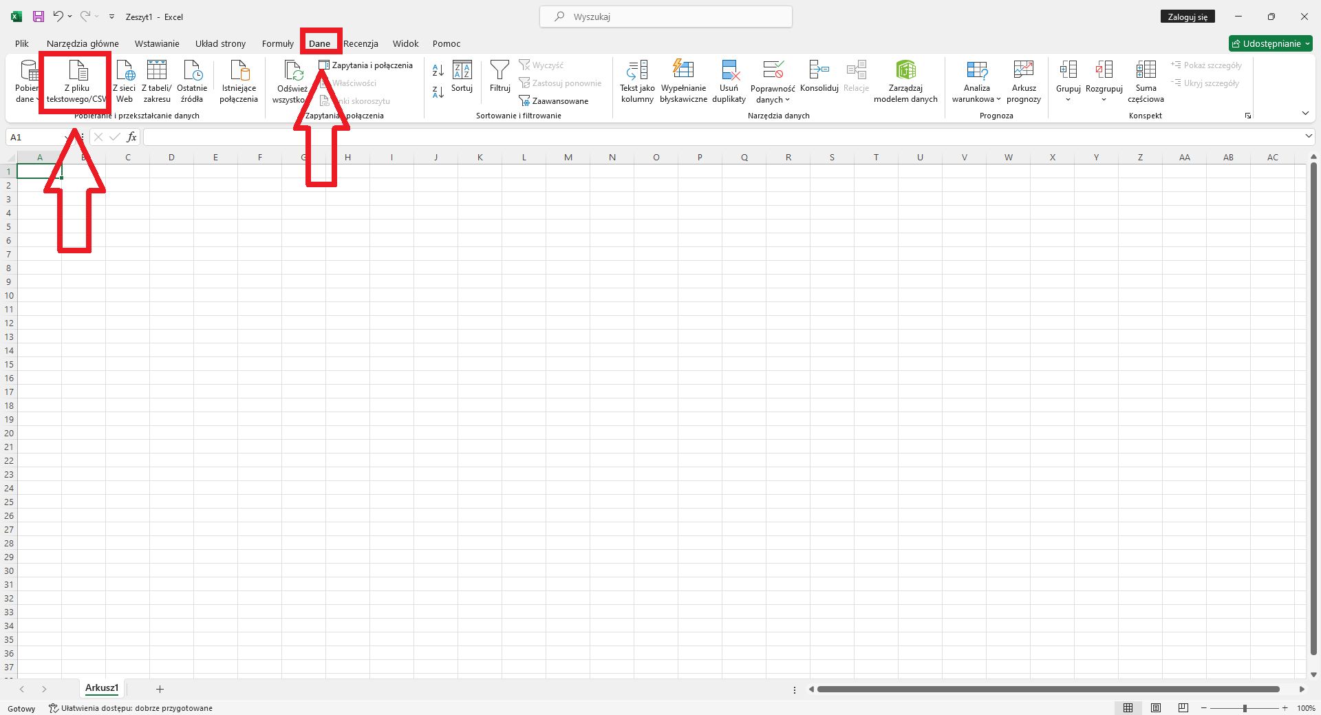 Import danych z pliku do Excela