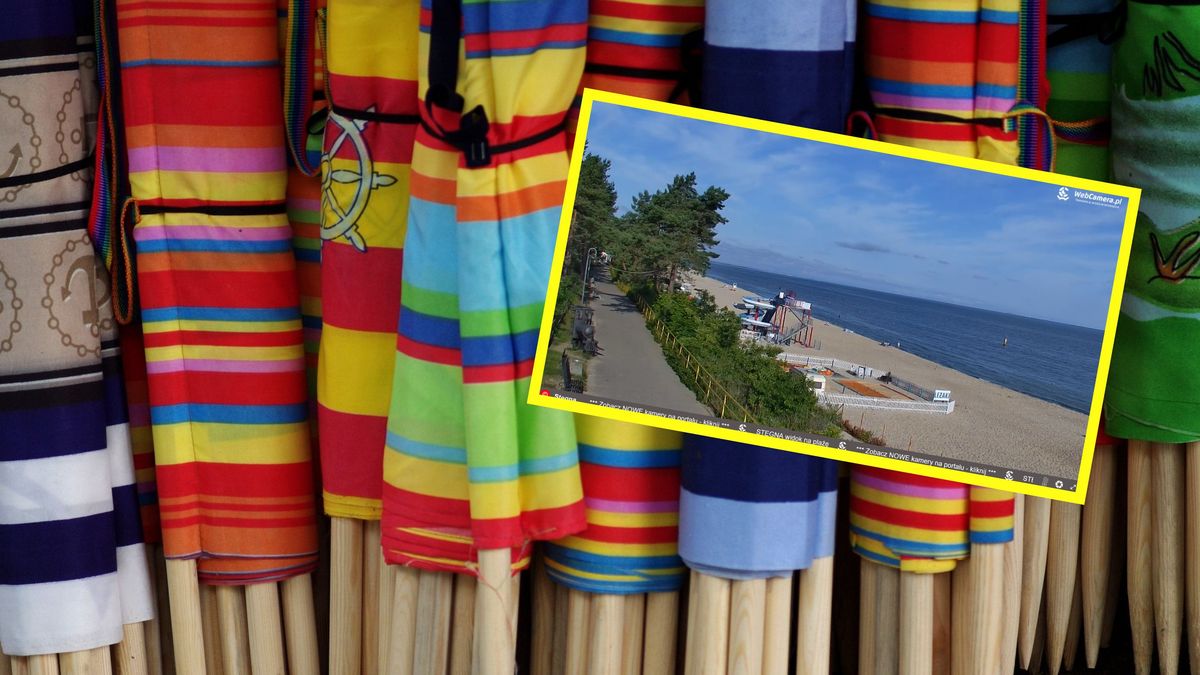 Na plaży w Stegnie parawany pojawiły się już o poranku