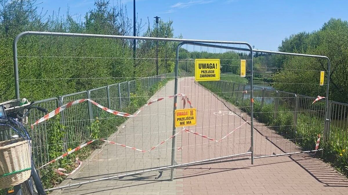 Zamknięta ścieżka rowerowa wzdłuż Bystrzycy