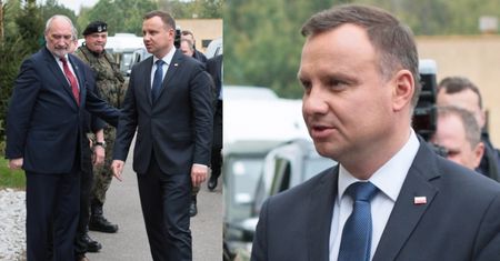 Podekscytowany Andrzej Duda na poligonie z Macierewiczem (ZDJĘCIA)