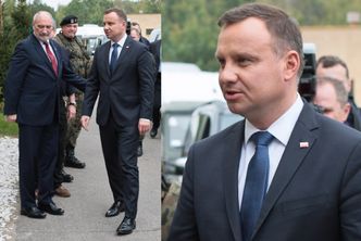 Podekscytowany Andrzej Duda na poligonie z Macierewiczem (ZDJĘCIA)