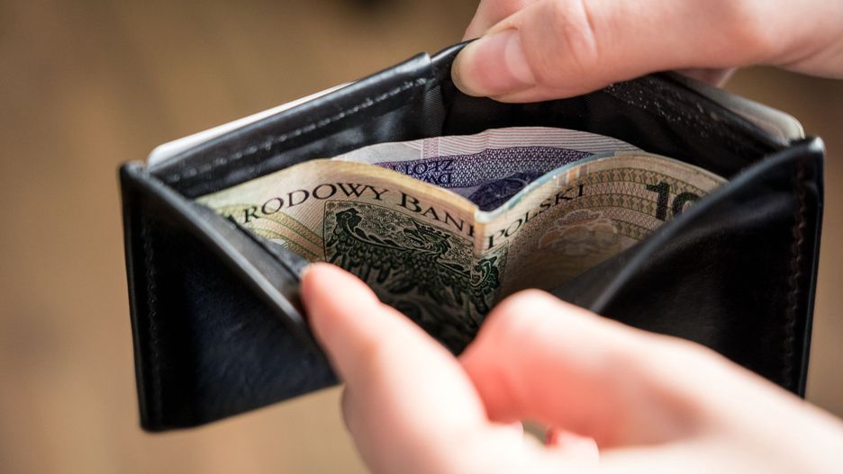 portfel pieniądze złotówki banknoty