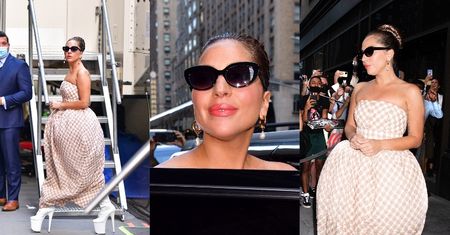 Lady Gaga w rozkloszowanej sukience i zagrażających zdrowiu butach zadaje szyku w Nowym Jorku (ZDJĘCIA)