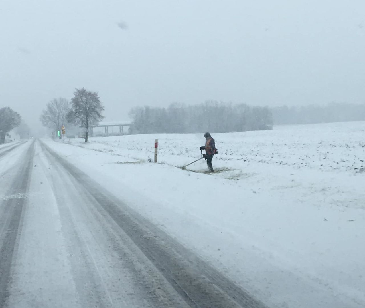 Spadł śnieg, drogowcy kosili trawę. Takie rzeczy tylko w Polsce