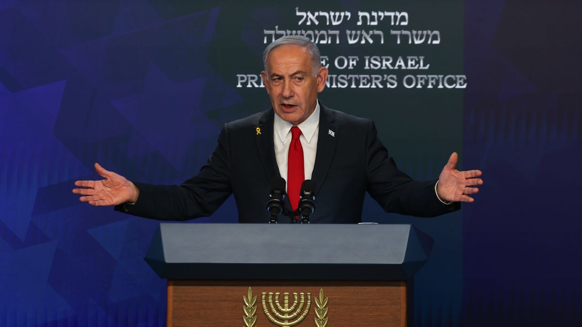 Israeli Prime Minister Netanyahu addresses press conference in Jerusalem
epa12123522 Israeli Prime Minister Benjamin Netanyahu addresses a press conference in Jerusalem, 21 May 2025.  EPA/RONEN ZVULUN / POOL 
Dostawca: PAP/EPA.
RONEN ZVULUN / POOL
PM, war, NETANYAHU