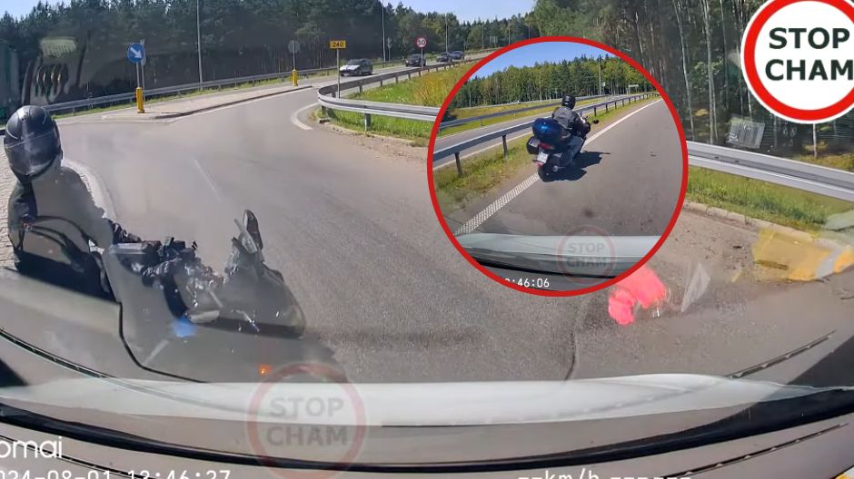 Motocyklista musiał dać upust swojemu niezadowoleniu