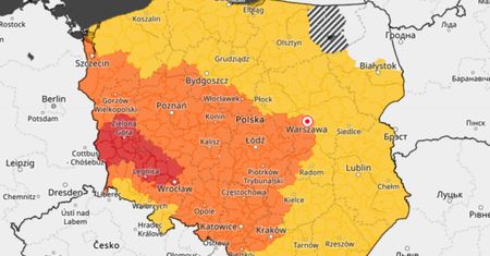 Na mapie pojawił się czerwony kolor. Tu będzie najgorzej