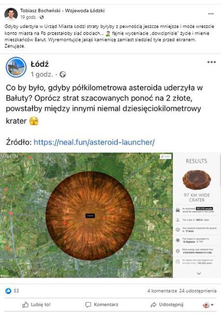 Facebook wojewody łódzkiego 