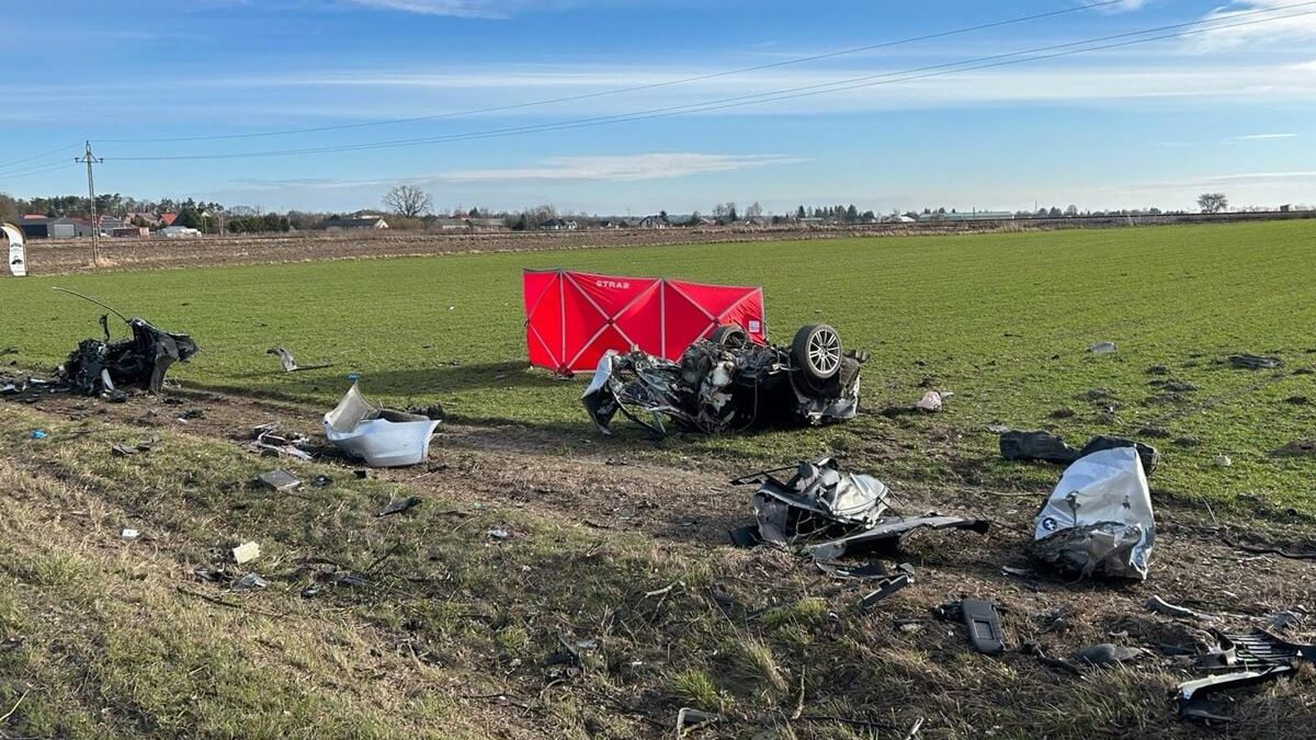 BMW rozpadło się na części po uderzeniu w drzewo