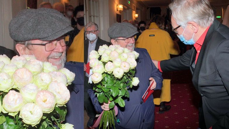 Zamaskowana "elita" na premierze sztuki