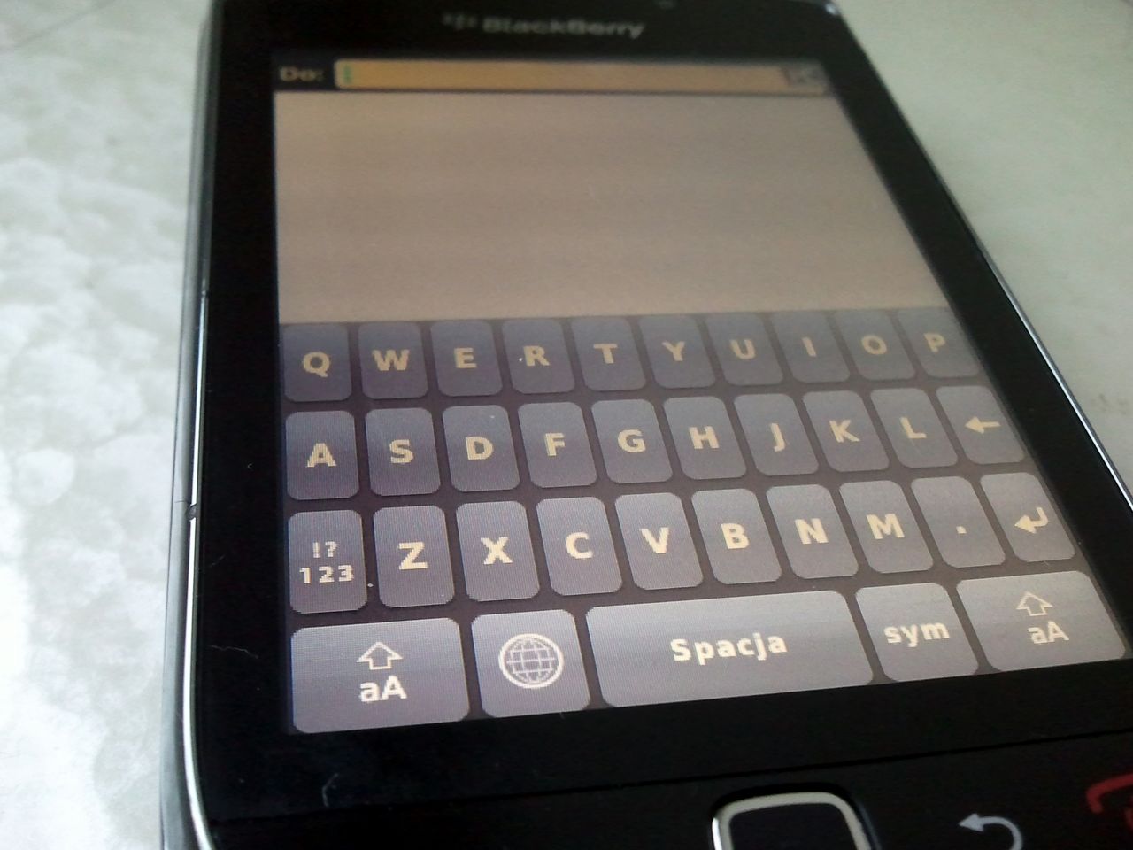 BlackBerry Torch klawiatura ekranowa