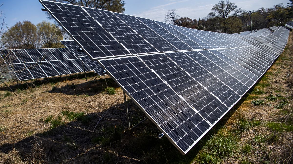 UNITED STATES - APRIL 6: Solar Panels built for the Catholic Charities Archdiocese of Washington are pictured in Northeast Washington, D.C., on Tuesday, April 6, 2021. (Photo By Tom Williams/CQ-Roll Call, Inc via Getty Images)