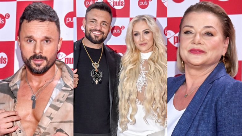 Celebryci pozują na konferencji TV Puls