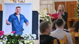 Marzena Rogalska przeczytała mowę pożegnalną żony Tomasza Jakubiaka na pogrzebie: "Tak jak prosiłeś, powiedziałam Bąblowi, że tata jest w niebie"