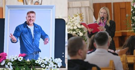 Marzena Rogalska przeczytała mowę pożegnalną żony Tomasza Jakubiaka na pogrzebie: "Tak jak prosiłeś, powiedziałam Bąblowi, że tata jest w niebie"