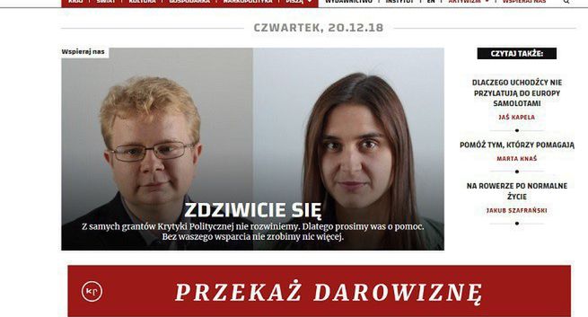Krytyka Polityczna apeluje do czytelników o wsparcie finansowe na bieżącą pracę redakcji