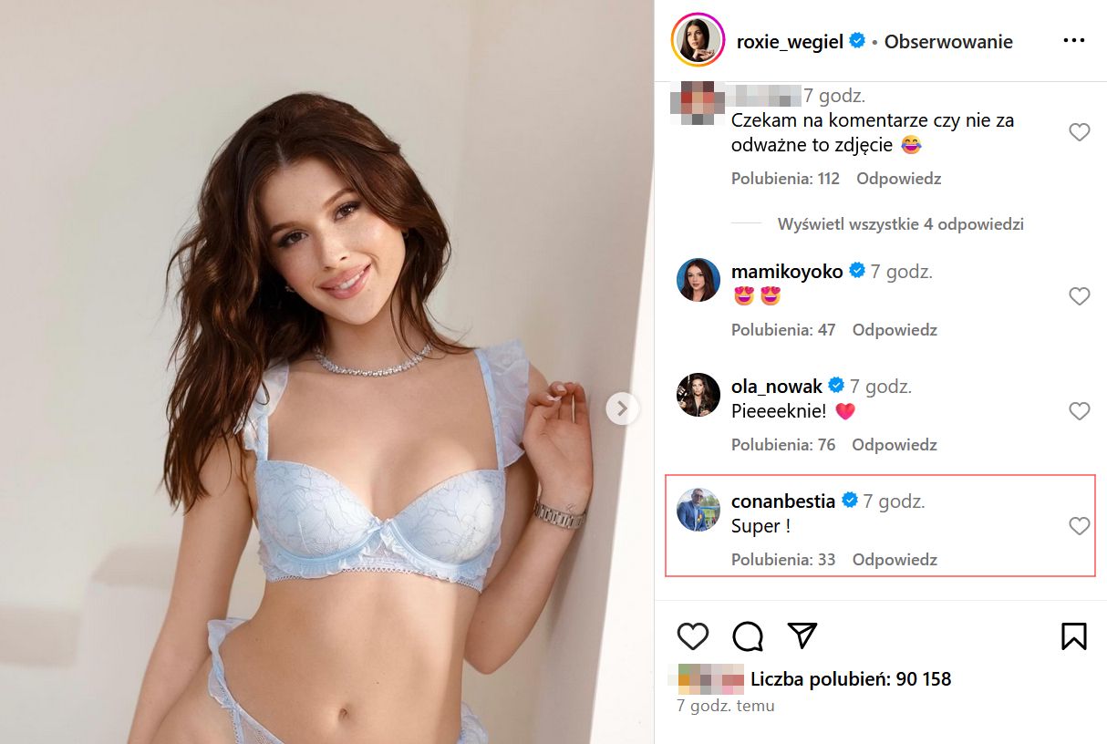 Conan zareagował na zdjęcie Roksany Węgiel 