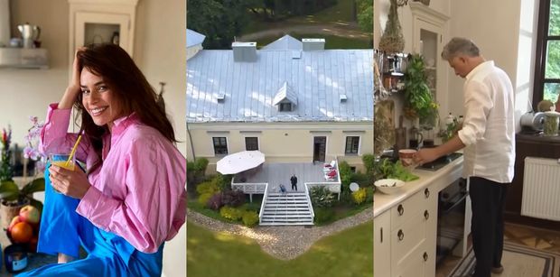 Tak wygląda pałac Nataszy Urbańskiej i Janusza Józefowicza: zabytkowe meble, klimatyczny taras i własne kury (WIDEO)