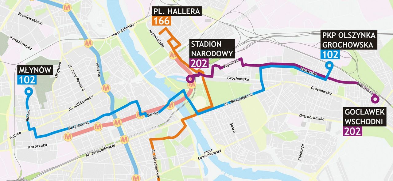 Nowe linie autobusowe i pętla przy Stadionie Narodowym [MAPY]