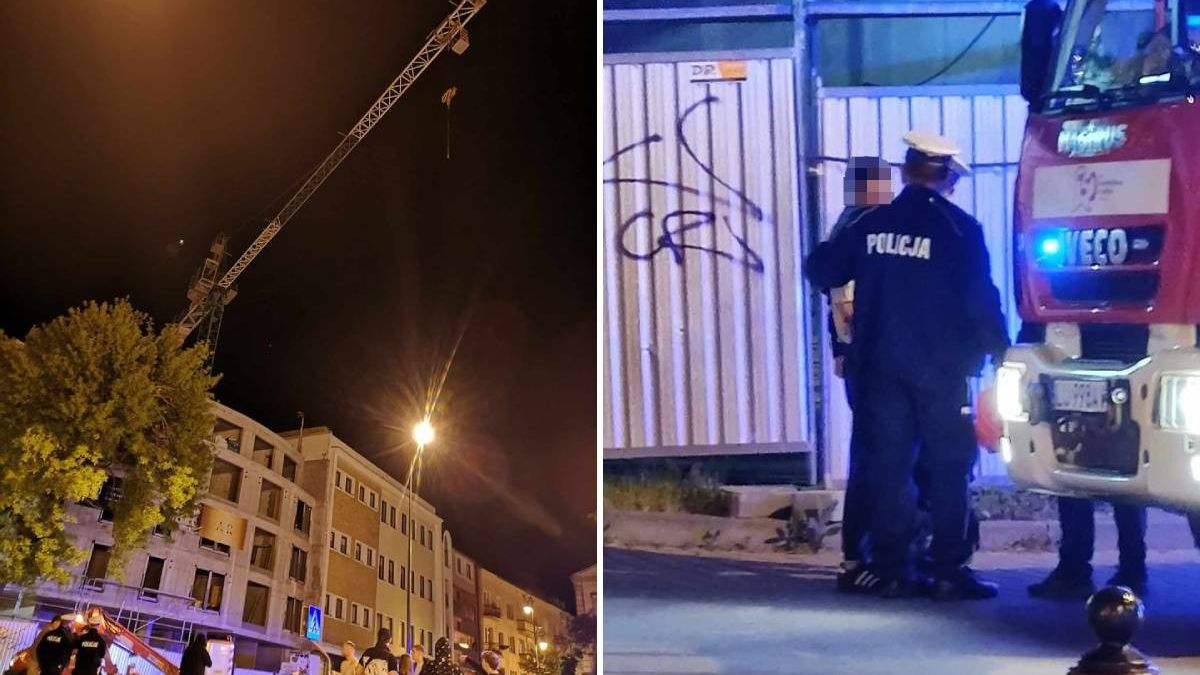 Wszedł na dźwig na placu budowy w centrum Lublina i uruchomił maszynę